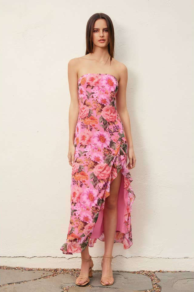 strapless open back dress Affordable Long A-line Prom Dresses For Women Simple Party Dresses main image 1